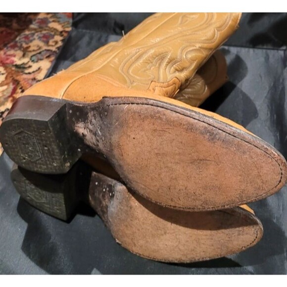 Vintage Tony Lama Light Brown Ostrich Quill Leather Cowboy Boots 8.5 D - Picture 6 of 11